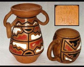 Maria Helena Para Signed Pottery and Unsigned Pc 
