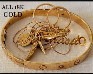 All 18K Gold Pieces Bangle Weighs 24 Grams