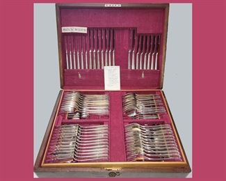 Huge Set 112 Pieces; Prata Wolff 90 Silver Plated Flatware, Brazil, in Large Very Attractive Box 
