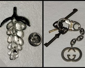 Steuben? Tiny Glass Grapes and Gucci Key Chain