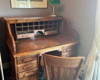 Roll Top Desk with Chair