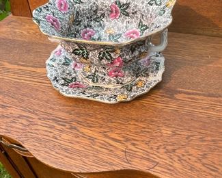 Chintz Bowl with Matching Plate