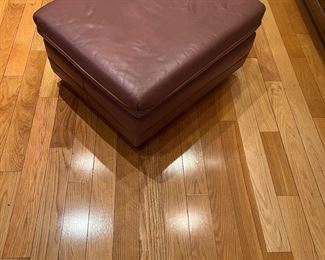 Leather Ottoman in a unique Heather Pink