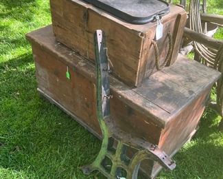 CAST IRON GRIDDLE
VINTAGE IRON BENCH WITH ORIGINAL GREEN PAINT