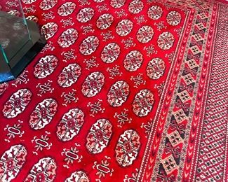 Large red rug.
