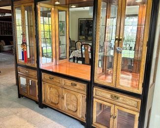 Matching 3 piece lighted china cabinet. 3 display cabinets can be separated.