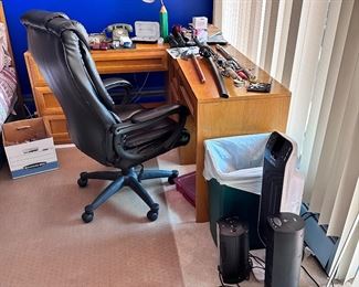 2 Thomasville desks, desk chair & office items.