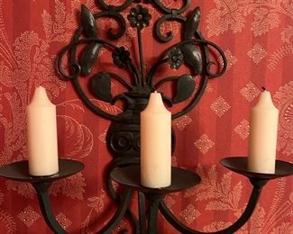 Set of Iron triple candle holders, wall hanging 