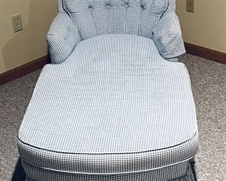 Very cute blue/white checked chaise