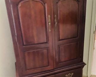 Mahogany wardrobe/armoire with matching two drawer chest