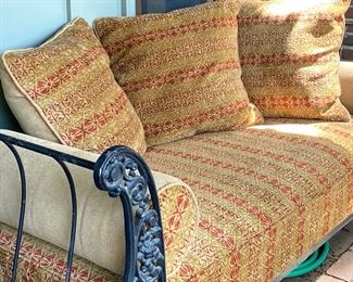Beautiful iron day bed with custom upholstered cushions… awesome!!