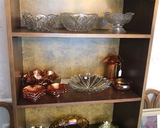 Excellent collection of vintage crystal and Carnival glass.