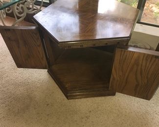 Same end table/cabinet with open doors. 