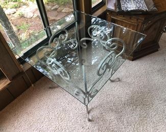 27" Square glass-top table. Height 21 1/2".
