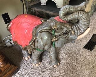Large elephant figurine, plaster or composite, minor chips. 21" tall.