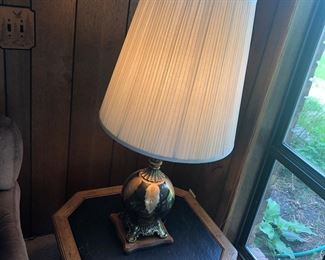 Mid-century table lamp, blown glass with gilt decoration. One of several nice lamps in the estate.