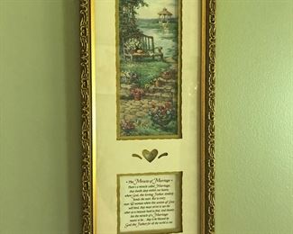 Framed art print and poem, "The Miracle of Marriage"