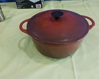 Vintage 1970s #E Le Creuset Chocolate Brown 9.75" Dutch Oven with handles and lid Made in France