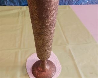 India Copper Etched Goblet Vase