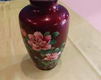 Japanese Cloisonne Pigeon Blood Vase