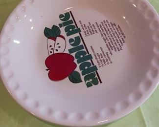 Vintage APPLE PIE Plate, Ceramic Pie Plate Recipe Pie Plate  Apple Pie Plate