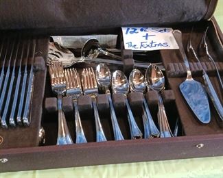 12 piece set plus Silverware Set Vintage