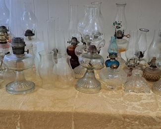 Vintage Oil Lamps and Chimneys 