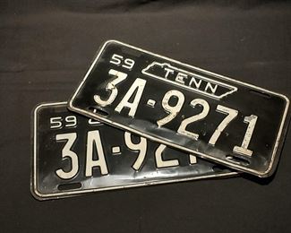 1959 Matching Set Tn License Plates 