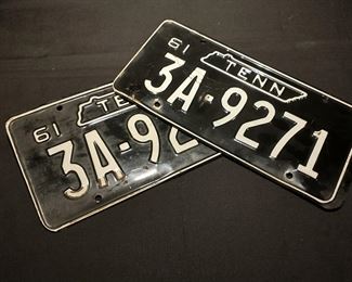 1961 Tn License Plates Matching Set