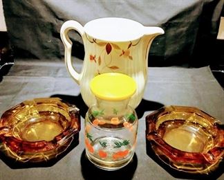 Vintage Amber Glass Ash Trays 