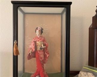 JAPANESE GEISHA DOLL SILK DRESS IN CASE