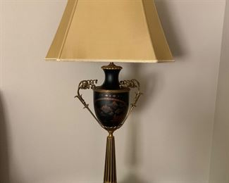 Decorative Brass Lamps  with Chelsea House Lamp Shades. 46” H.  (Heavy)