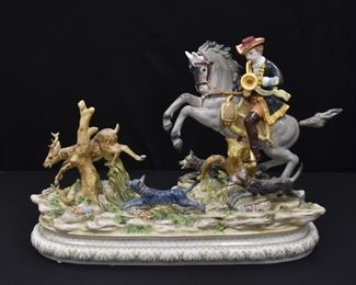 LARGE GERMAN PORCELAIN HUNT GROUP 
