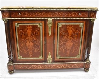 BRONZE MOUNTED MARBLE TOP COMMODE 