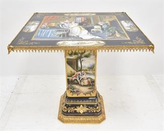 LARGE PORCELAIN & BRONZE MOUNTED SALON CENTER TABLE 