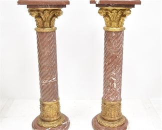 (Pr) SWIRL MARBLE & BRONZE PEDESTALS 