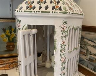 ceramic hand painted bird house decor..