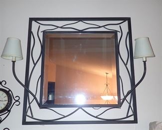 IRON MIRROR WITH ATTACHED LIGHTING