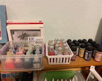 More Stamp in Up pens, distress markers, Shiva artist paint sticks, Alcohol inks, liquid water colors, acrylic ink paint pallets, glitter glue, glitter ink and much more