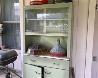 Vintage metal kitchen cabinet, vintage oil drums
