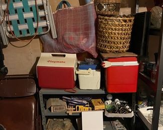 Ice chests, metal storage, tools