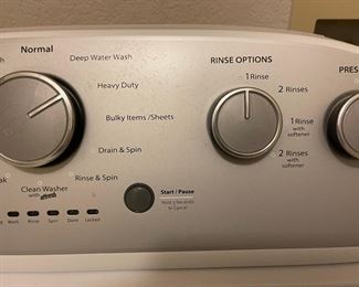 Whirlpool washer control panel