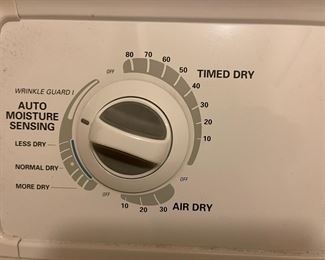 The control panel of the Kenmore dryer