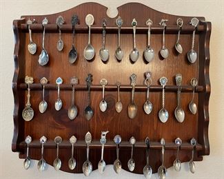 Travel spoons, with wood display