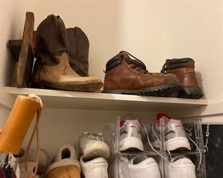 Cowboy boots, walking boots, tennis shoes