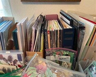 Reference books, cut outs, lots of findings and scrap book items