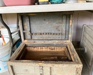old wood tool box, it needs some work