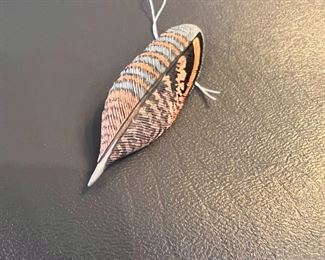 Woodcock feather by Ward Hermann brooch