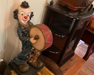 Creepy clown can be found in our “Circus Section”