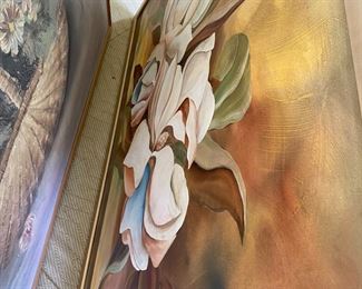 Large framed magnolia painting (not original)